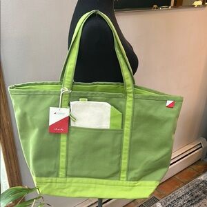 Vibrant Green Canvas Tote by ShoreBags with Matching Pouch